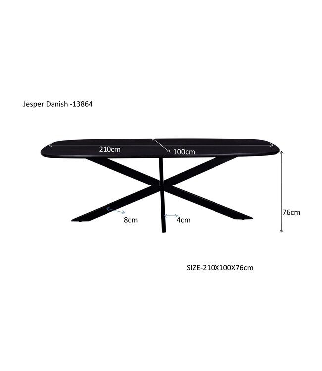 Livingfurn Jesper Danish Oval Black 210cm-13864
