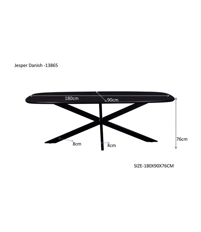 Livingfurn Jesper Danish Oval Black 180cm-13865