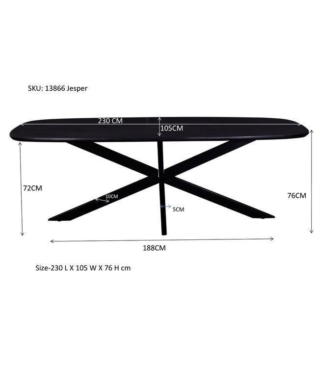 Livingfurn Jesper Danish Oval Black 230cm-13866