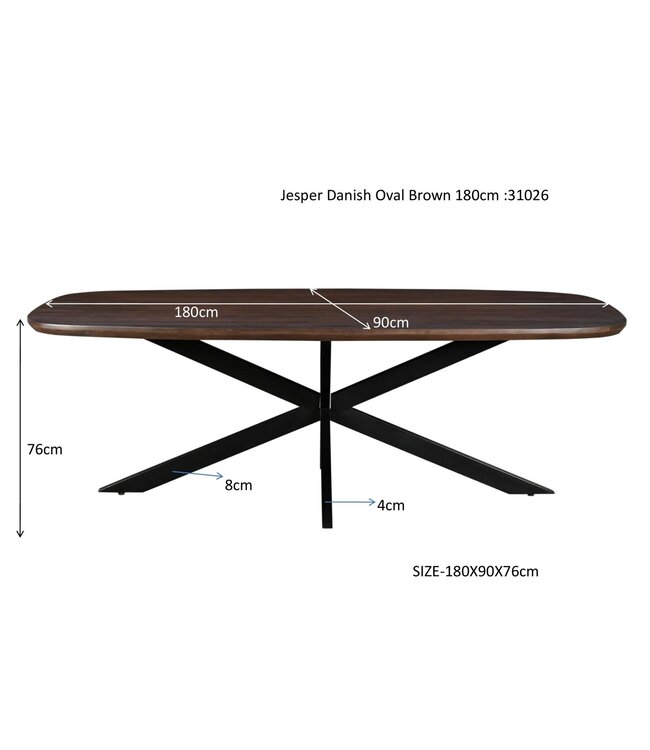 Livingfurn Jesper Danish Oval Brown 180 cm-31026