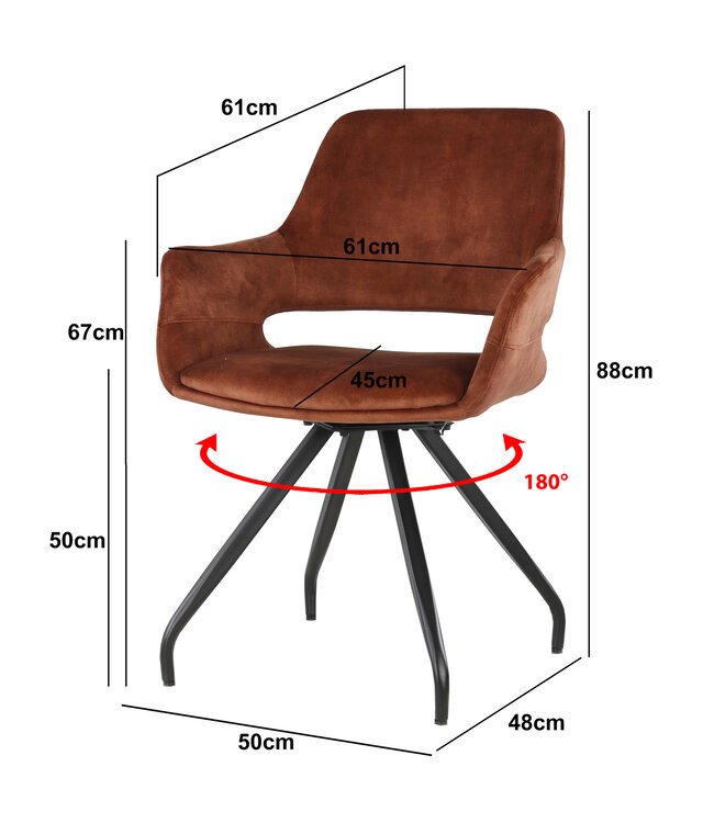 Livingfurn Capp Rust Velvet-13443