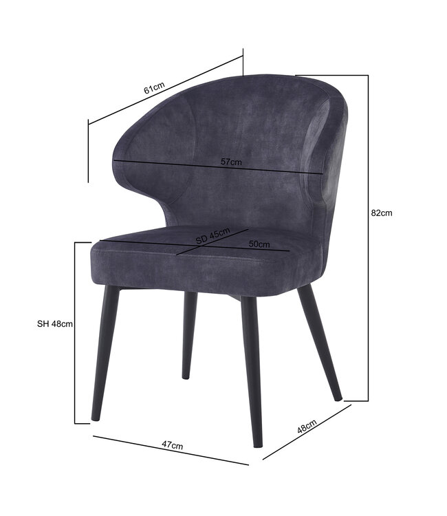 Livingfurn Donna Anthracite Velvet-31120