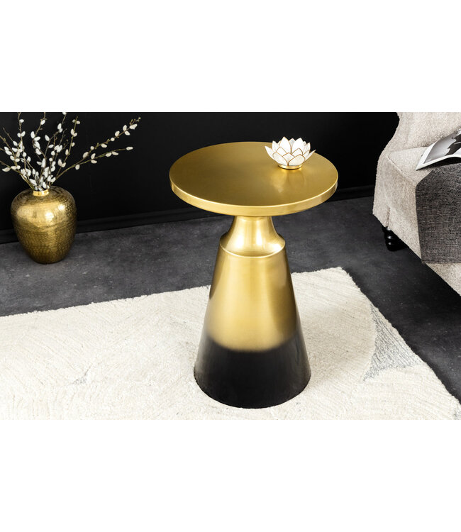 Invicta Interior Design bijzettafel ABSTRACT 60cm goud metaal geborsteld patina handgemaakte ronde kolomtafel - 43231