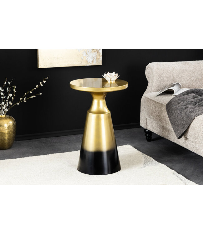 Invicta Interior Design bijzettafel ABSTRACT 60cm goud metaal geborsteld patina handgemaakte ronde kolomtafel - 43231