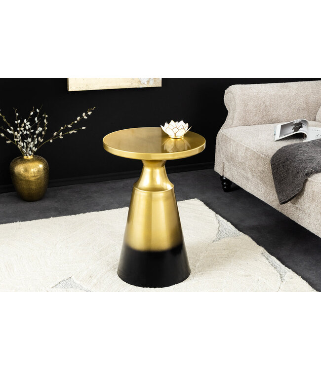 Invicta Interior Design bijzettafel ABSTRACT 60cm goud metaal geborsteld patina handgemaakte ronde kolomtafel - 43231