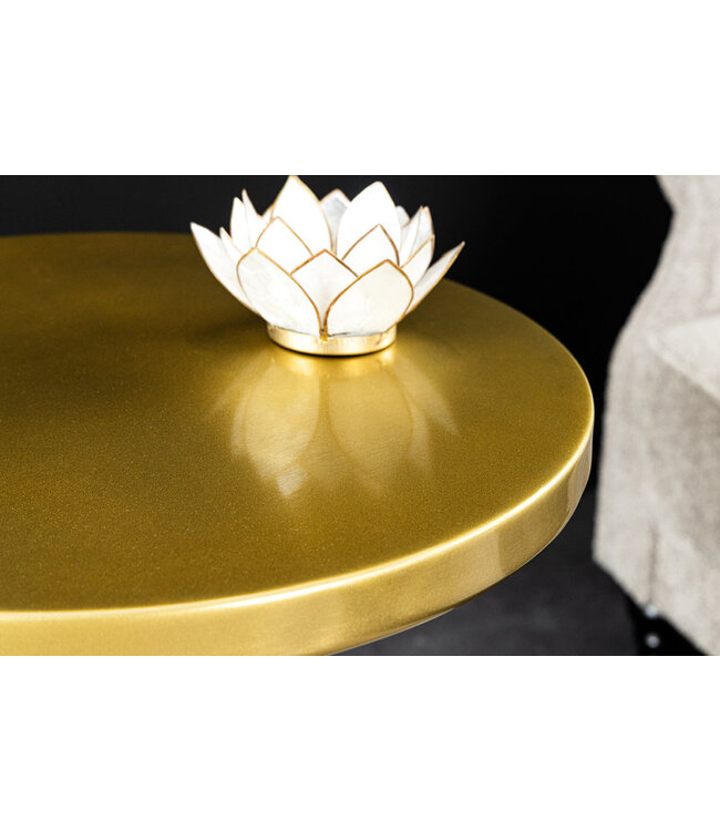 Invicta Interior Design bijzettafel ABSTRACT 60cm goud metaal geborsteld patina handgemaakte ronde kolomtafel - 43231