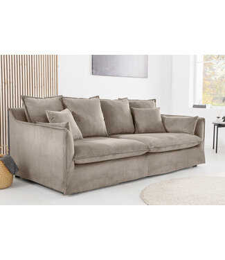 Invicta Interior Sofa HEAVEN 200cm 3-zits vering kern afneembare hoes koord greige - 46108