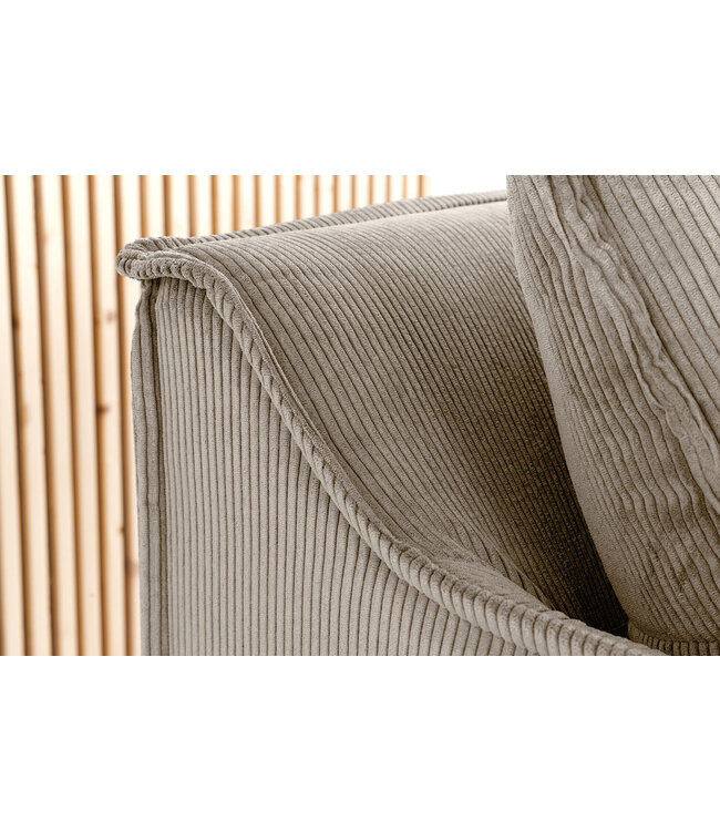 Invicta Interior Sofa HEAVEN 200cm 3-zits vering kern afneembare hoes koord greige - 46108