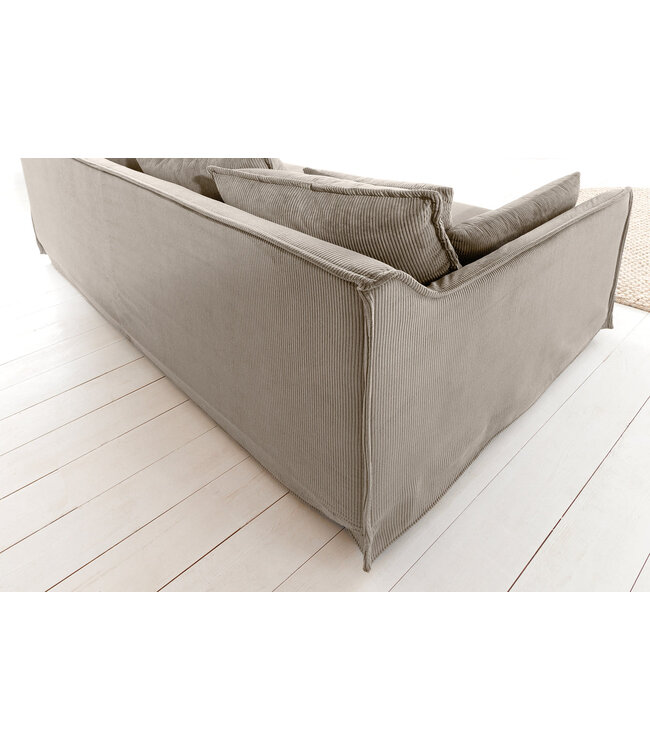 Invicta Interior Sofa HEAVEN 200cm 3-zits vering kern afneembare hoes koord greige - 46108