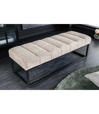 Invicta Interior Design bank PETIT BEAUTE 110cm champagnegrijs Boucle zwart metalen frame - 44269