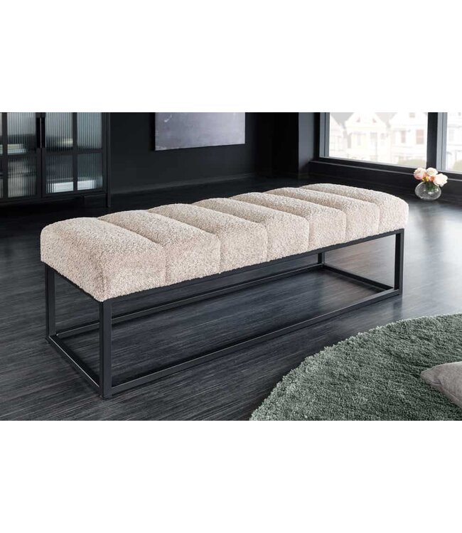 Invicta Interior Design bank PETIT BEAUTE 110cm champagnegrijs Boucle zwart metalen frame - 44269