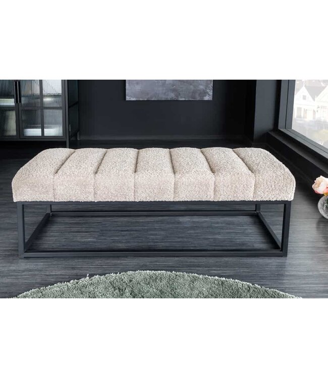 Invicta Interior Design bank PETIT BEAUTE 110cm champagnegrijs Boucle zwart metalen frame - 44269