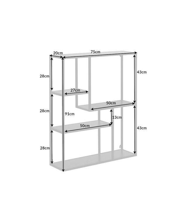 Invicta Interior Moderne wandplank SLIM LINE 95cm antraciet zwart marmeren design metaal hangend - 44182