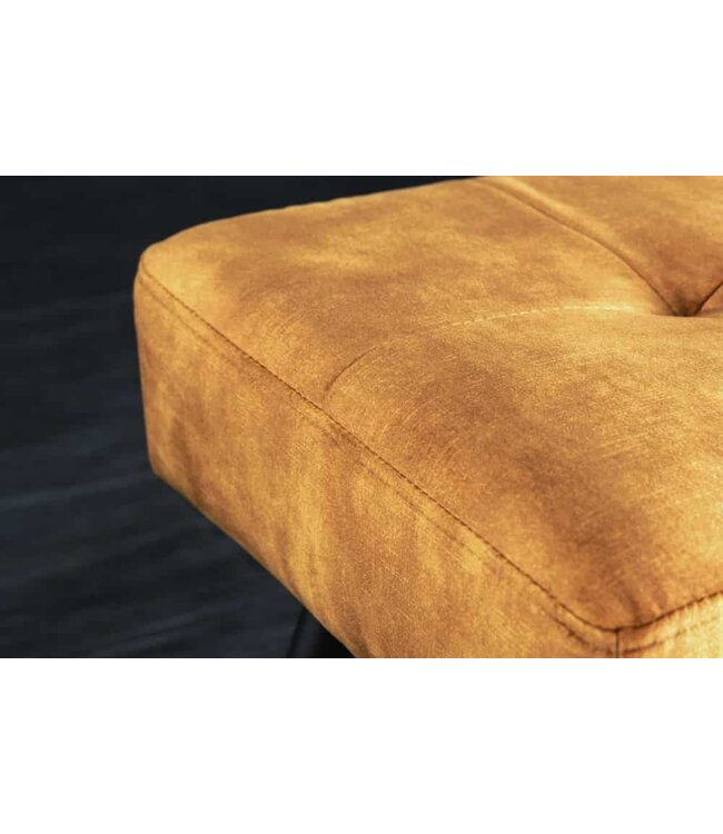 Invicta Interior Design bank BOUTIQUE 100cm mosterdgeel fluweel zwart metalen poten - 44424