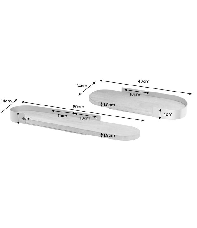 Invicta Interior Moderne set van 2 wandplanken PURE NATURE 60cm zwart mangohout massief metaal handgemaakt - 44307