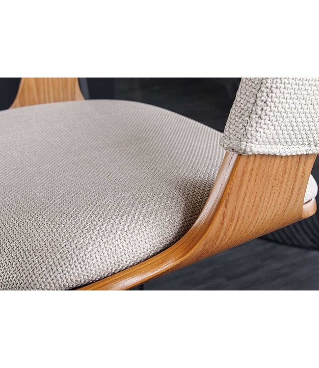 Invicta Interior Retro barkruk MANHATTAN beige structuurmateriaal massief hout met draaibare rugleuning, in hoogte verstelbaar - 44198