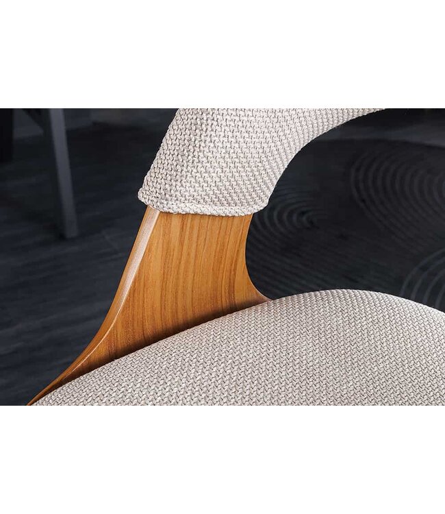 Invicta Interior Retro barkruk MANHATTAN beige structuurmateriaal massief hout met draaibare rugleuning, in hoogte verstelbaar - 44198