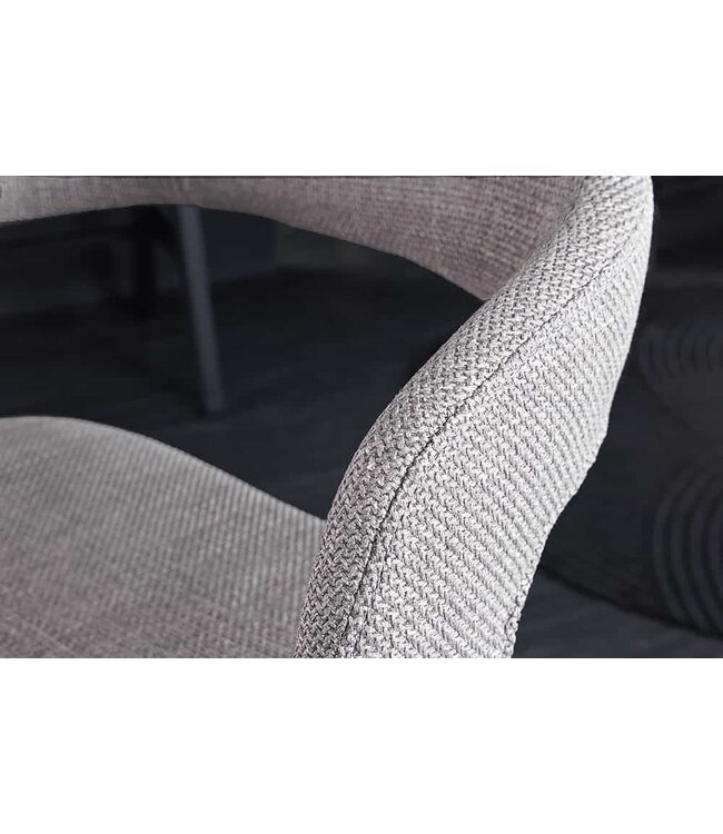 Invicta Interior Retro barkruk MANHATTAN grijs structuurmateriaal massief hout met draaibare rugleuning, in hoogte verstelbaar - 44197