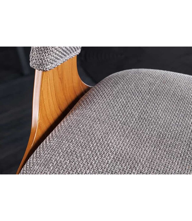 Invicta Interior Retro barkruk MANHATTAN grijs structuurmateriaal massief hout met draaibare rugleuning, in hoogte verstelbaar - 44197