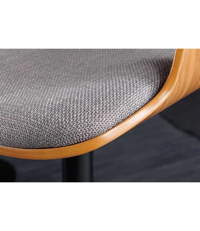 Invicta Interior Retro barkruk MANHATTAN grijs structuurmateriaal massief hout met draaibare rugleuning, in hoogte verstelbaar - 44197