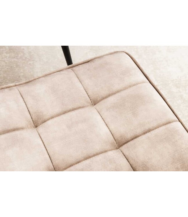 Invicta Interior Moderne kruk SCANDINAVIA champagne fluwelen zwarte metalen poten voetenbank - 44027