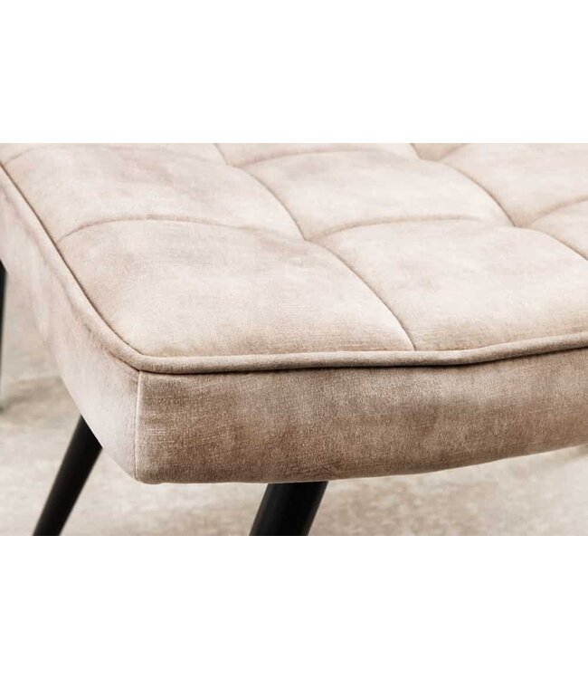 Invicta Interior Moderne kruk SCANDINAVIA champagne fluwelen zwarte metalen poten voetenbank - 44027