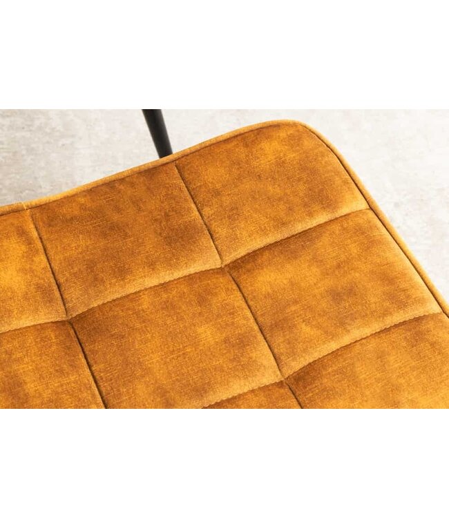 Invicta Interior Moderne kruk SCANDINAVIA mosterdgeel fluweel zwarte metalen poten voetenbank - 44025