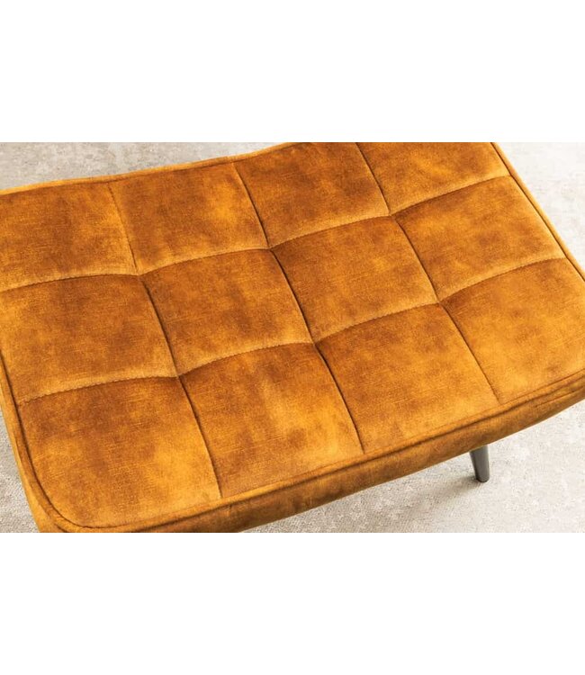 Invicta Interior Moderne kruk SCANDINAVIA mosterdgeel fluweel zwarte metalen poten voetenbank - 44025