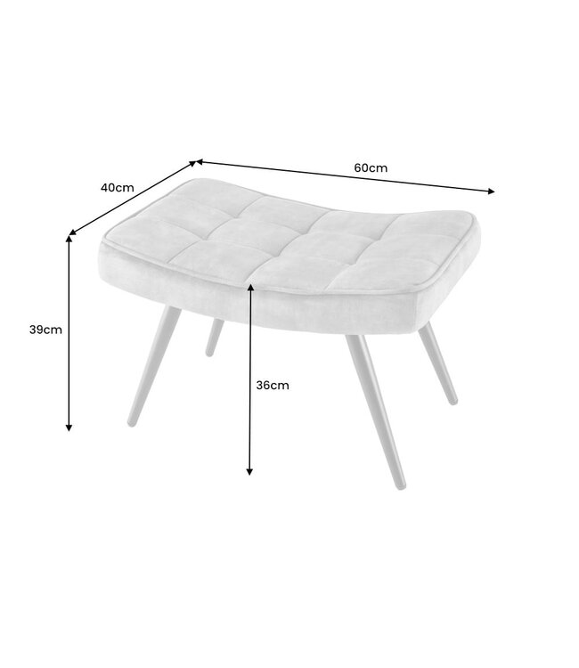Invicta Interior Moderne kruk SCANDINAVIA mosterdgeel fluweel zwarte metalen poten voetenbank - 44025