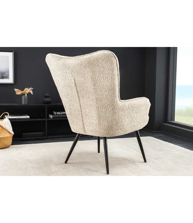 Invicta Interior Moderne fauteuil SCANDINAVIA champagne grijs Boucle met armleuningen - 44022