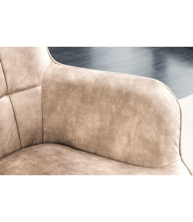 Invicta Interior Moderne fauteuil SCANDINAVIA champagne fluweel zwart metalen poten met armleuningen - 44021