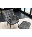 Invicta Interior Moderne fauteuil SCANDINAVIA grijs fluweel zwart metalen poten met armleuningen - 44020