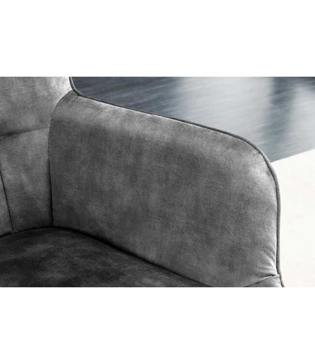 Invicta Interior Moderne fauteuil SCANDINAVIA grijs fluweel zwart metalen poten met armleuningen - 44020