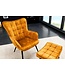 Invicta Interior Moderne fauteuil SCANDINAVIA mosterdgeel fluweel zwart metalen poten met armleuningen - 44019