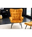 Invicta Interior Moderne fauteuil SCANDINAVIA mosterdgeel fluweel zwart metalen poten met armleuningen - 44019