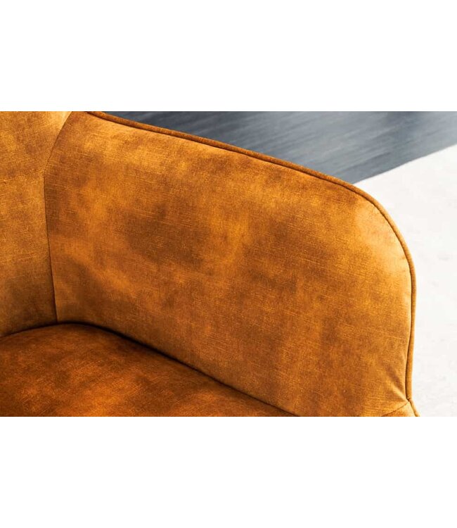 Invicta Interior Moderne fauteuil SCANDINAVIA mosterdgeel fluweel zwart metalen poten met armleuningen - 44019