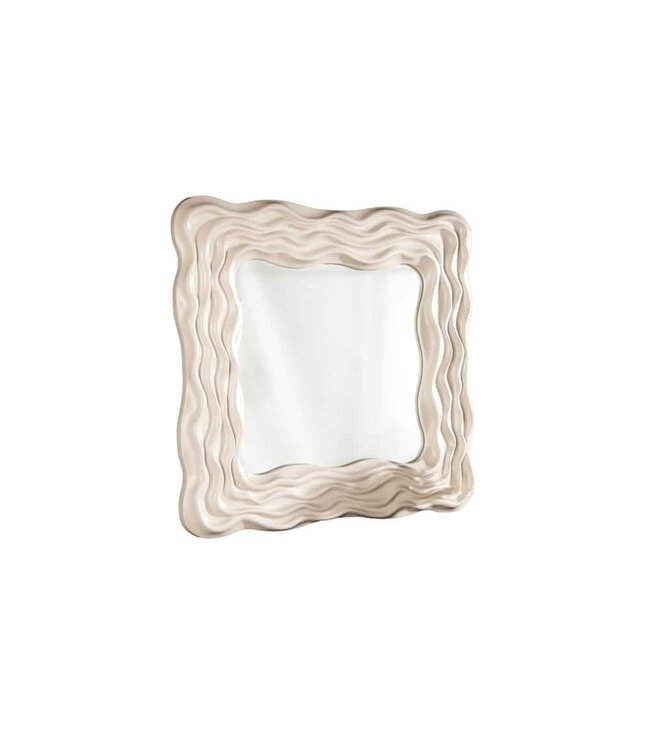 Invicta Interior Moderne wandspiegel WAVE 90cm grijs abstract golfdesign vierkant - 43871