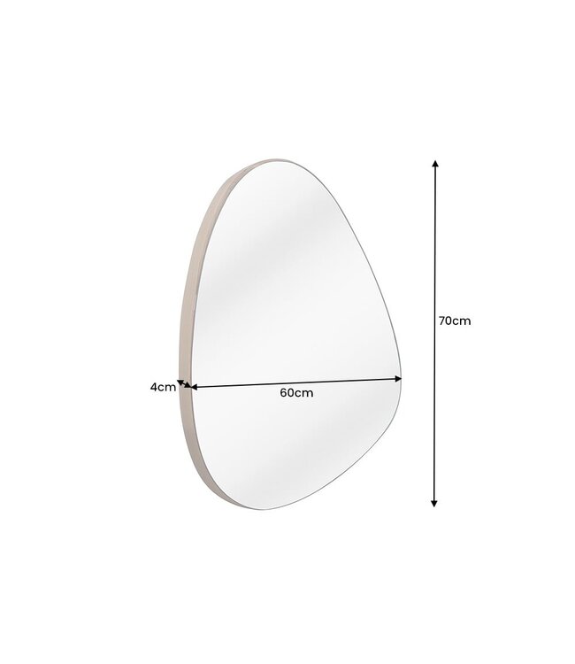 Invicta Interior Moderne wandspiegel NOEMI 75cm natuurlijk eiken massief hout handgemaakt asymmetrisch ontwerp - 43868