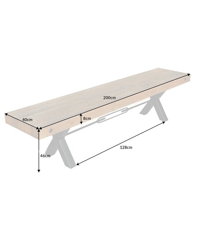 Invicta Interior Massief houten bank THOR 200cm vintage bruin grenen gerecycled industrieel ontwerp - 43677