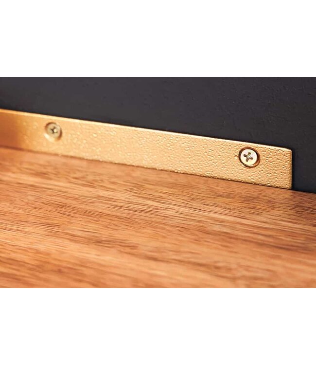 Invicta Interior Moderne set van 2 wandplanken PURE NATURE 60cm goud mangohout massief metaal handgemaakt - 43501