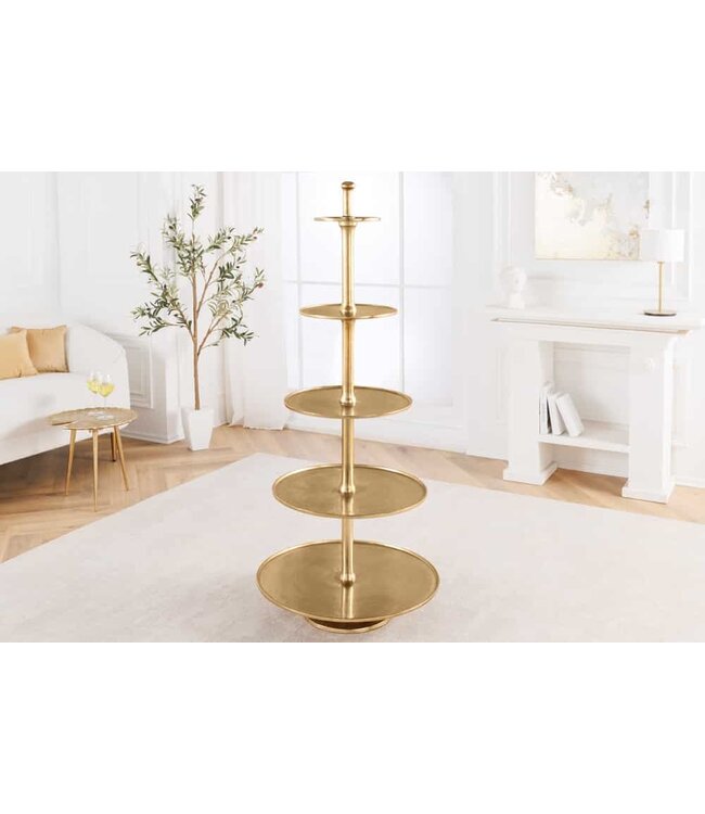 Invicta Interior Design XXL taartplateau ABSTRACT 150cm goud metaal met vijf verdiepingen handgemaakt - 43500