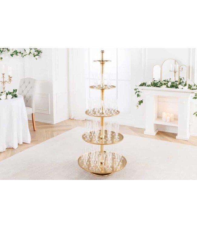 Invicta Interior Design XXL taartplateau ABSTRACT 150cm goud metaal met vijf verdiepingen handgemaakt - 43500