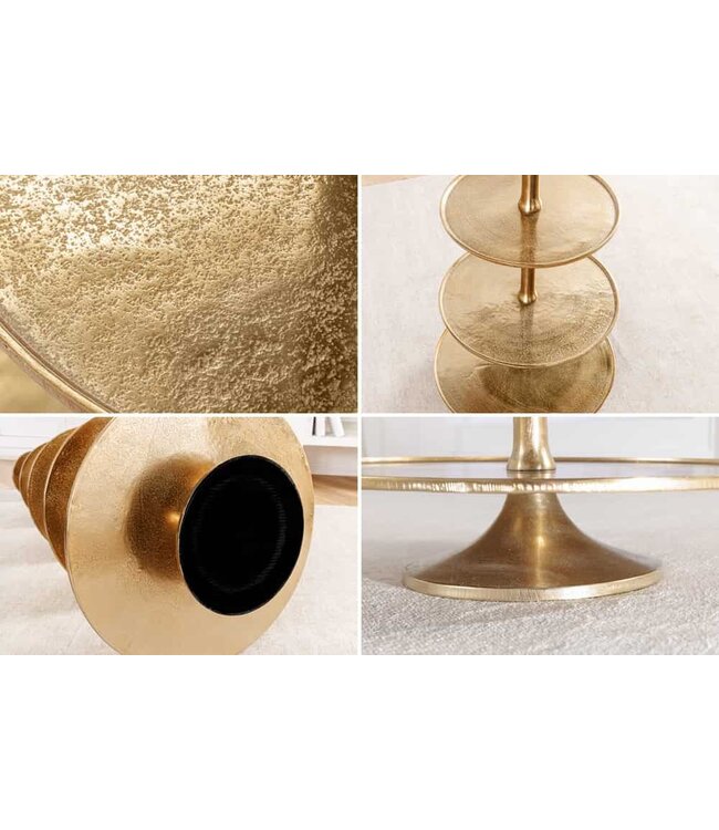 Invicta Interior Design XXL taartplateau ABSTRACT 150cm goud metaal met vijf verdiepingen handgemaakt - 43500