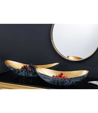 Invicta Interior Handgemaakte set van 2 decoratieve kommen ABSTRACT ORIENT 55cm goud metaal patina - 43512