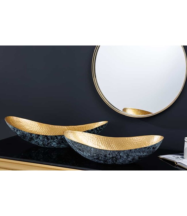 Invicta Interior Handgemaakte set van 2 decoratieve kommen ABSTRACT ORIENT 55cm goud metaal patina - 43512