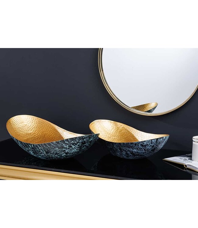 Invicta Interior Handgemaakte set van 2 decoratieve kommen ABSTRACT ORIENT 55cm goud metaal patina - 43512