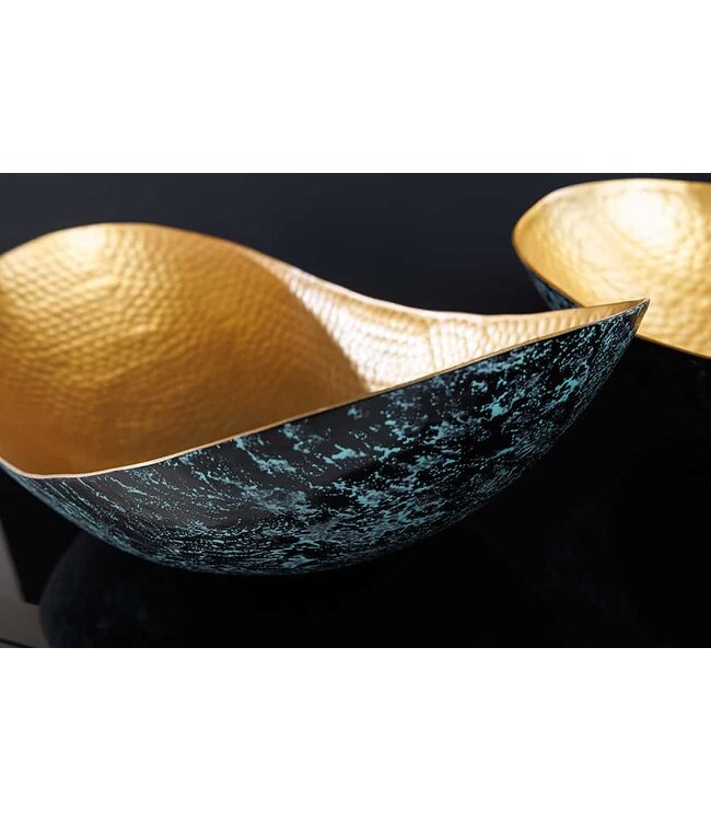 Invicta Interior Handgemaakte set van 2 decoratieve kommen ABSTRACT ORIENT 55cm goud metaal patina - 43512