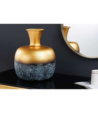 Invicta Interior Handgemaakte decoratieve vaas ABSTRACT ORIENT 40cm goud rond metaal patina - 43511