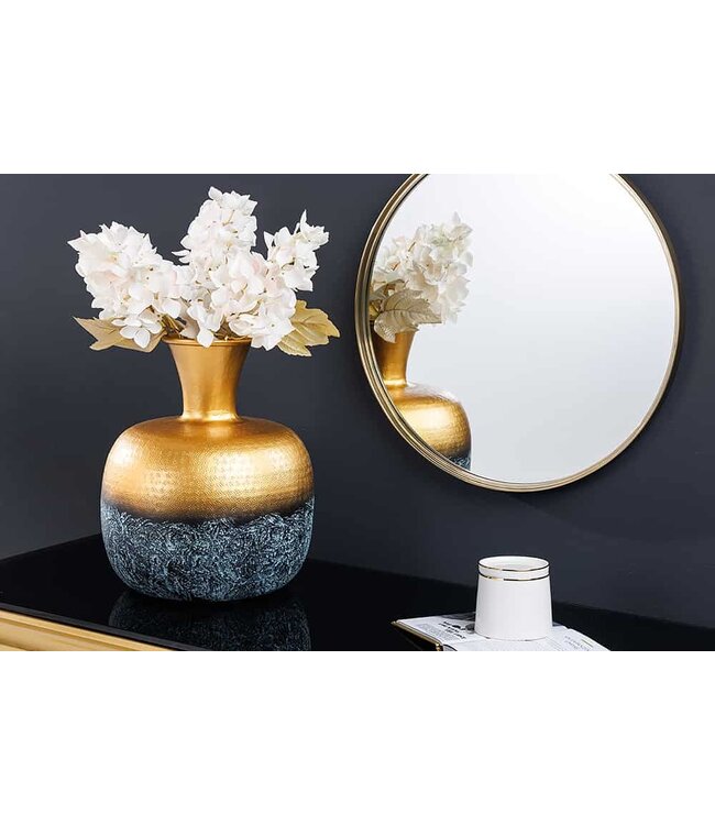 Invicta Interior Handgemaakte decoratieve vaas ABSTRACT ORIENT 40cm goud rond metaal patina - 43511