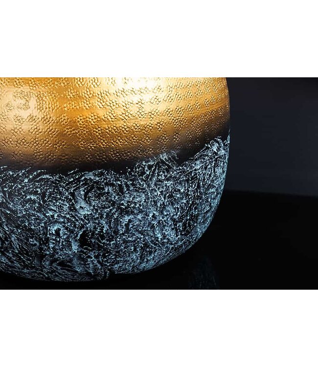 Invicta Interior Handgemaakte decoratieve vaas ABSTRACT ORIENT 40cm goud rond metaal patina - 43511